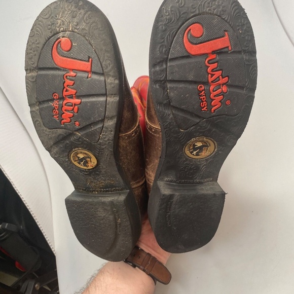 Justin Gypsy Red Cowboy Boots Women Size 10 1/2 B - Round Toe  - L9921 - Picture 11 of 16